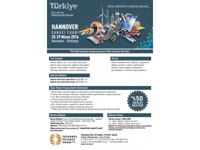 Hannover Sanayi fuarı 25 - 29 Nisan 2016 - Hannover Almanya